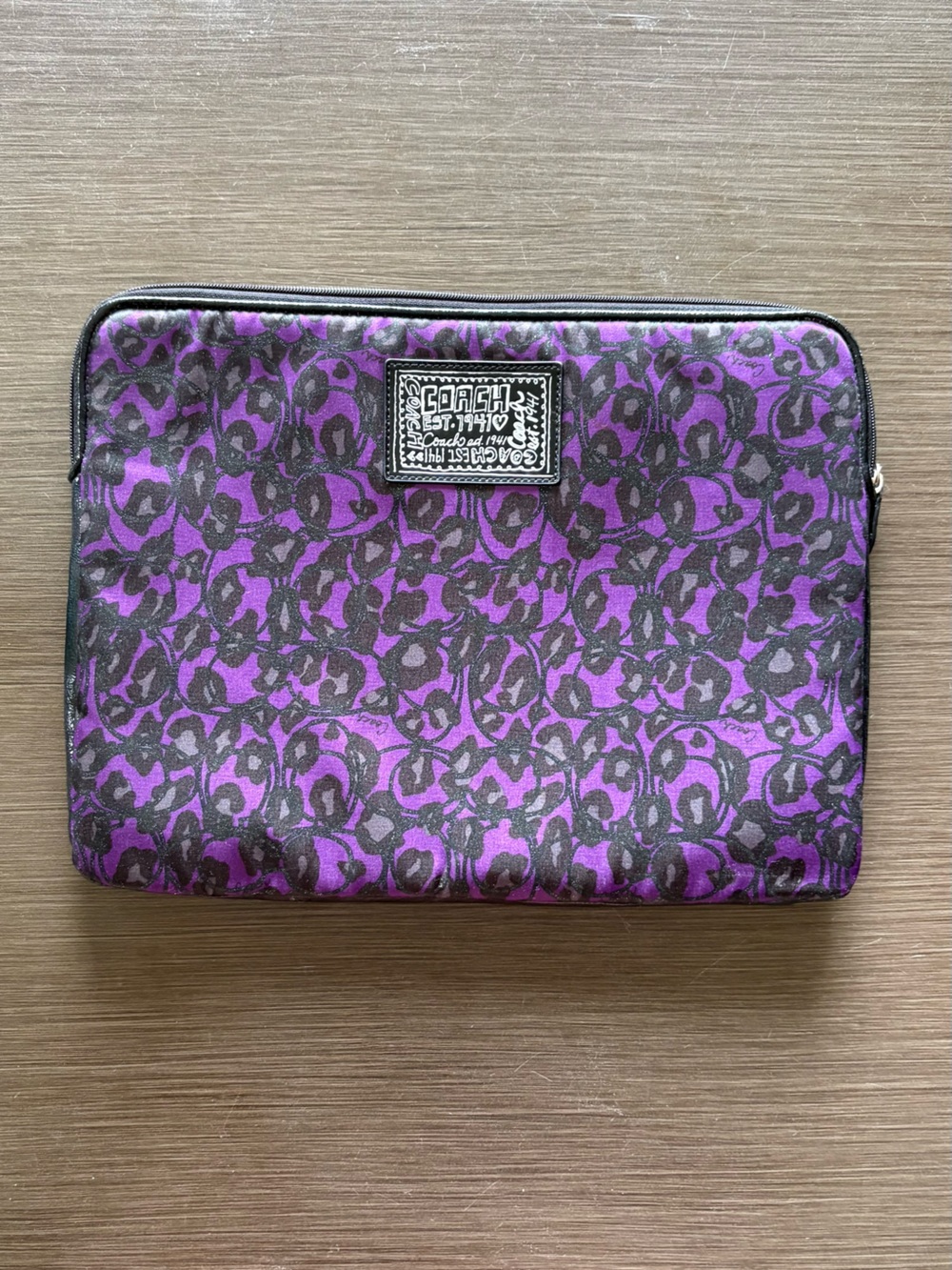 COACH Poppy Purple Ocelot Laptop Sleeve - Picture 3 of 11